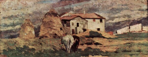 Farm Landscape by Giovanni Fattori, hand-painted oil painting reproduction
