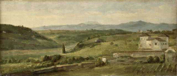 Panoramic Landscape with a Farmhouse by George Frederic Watts, hand-painted oil painting reproduction