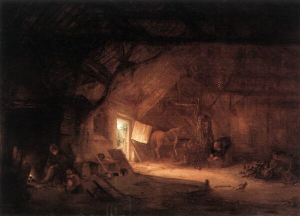 Farmhouse Interior by Isaack van Ostade, hand-painted oil painting reproduction