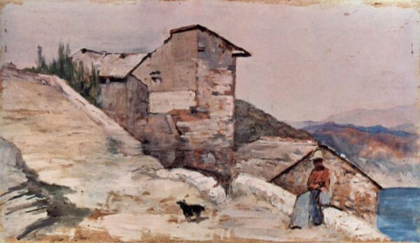 Farmstead in the Hills by Giovanni Fattori, hand-painted oil painting reproduction