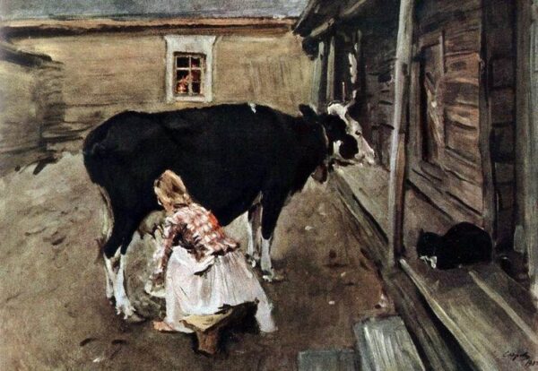 Farmyard in Finland by Valentin Alexandrovich Serov, hand-painted oil painting reproduction