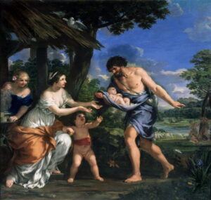 Faustulus entrusting Romulus and Remus to his wife Acca Larentia by Pietro da Cortona, hand-painted oil painting reproduction