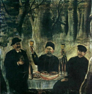 Feast Of The Three Townsmen by Niko Pirosmani, hand-painted oil painting reproduction