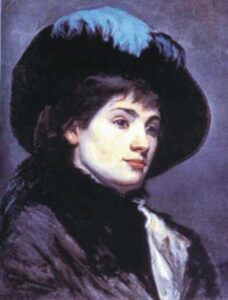 Young Lady Wearing a Hat with a Blue Feather by Marie Bashkirtseff, hand-painted oil painting reproduction