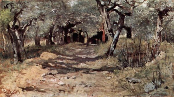 Feldweg im Olivenhain by Giovanni Fattori, hand-painted oil painting reproduction