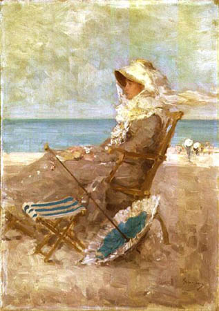 Femeie Pe Malul Marii by Nicolae Grigorescu, hand-painted oil reproduction