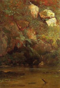 Ferns and Rocks on an Embankment by Albert Bierstadt, hand-painted oil painting reproduction