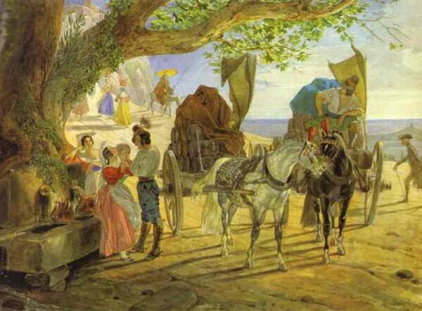 Fete in Albano by Karl Briullov, hand-painted oil painting reproduction
