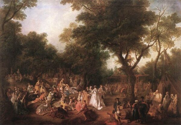 Fete in a Wood by Nicolas Lancret, hand-painted oil painting reproduction
