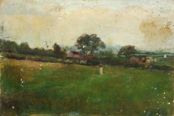 Fields and Village by Benjamin Haughton, hand-painted oil painting reproduction