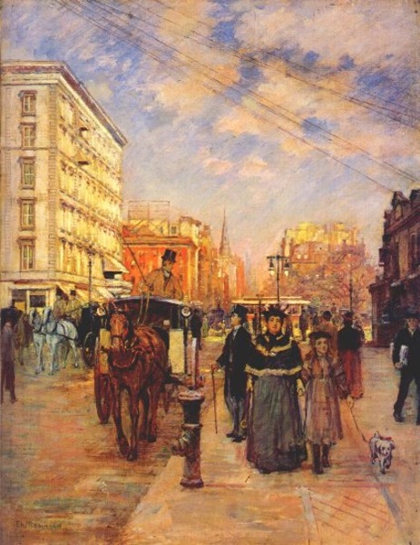 Fifth Avenue at Madison Square by Theodore Robinson, hand-painted oil reproduction