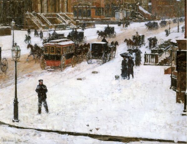 Fifth Avenue in Winter by Frederick Childe Hassam, hand-painted oil painting reproduction