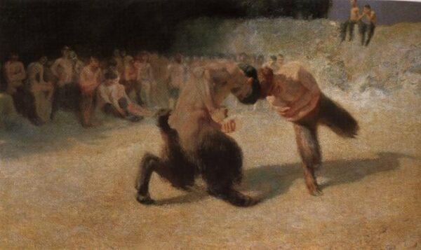 Fighting Fauns by Franz von Stuck, hand-painted oil painting reproduction