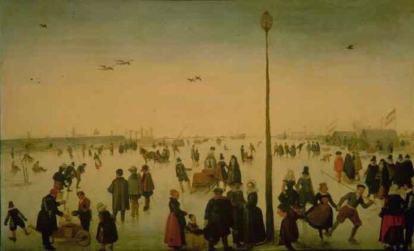 Winter Landscape With A Frozen River And Figures by Hendrick Avercamp, hand-painted oil painting reproduction