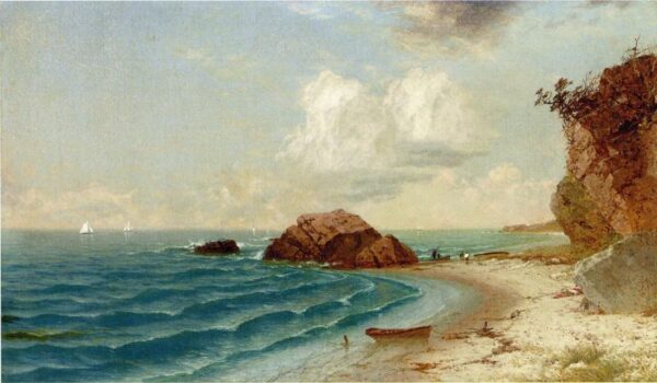 New England Coastal View with Figures by John Frederick Kensett, hand-painted oil painting reproduction