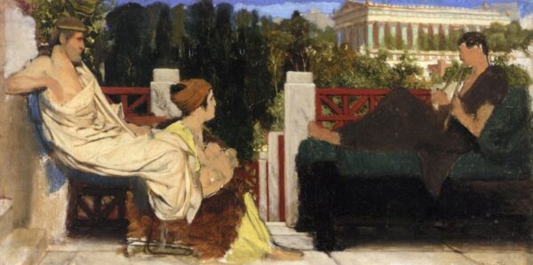 Figures on the Terrace by the Acropolis by Lawrence Alma-Tadema, hand-painted oil painting reproduction