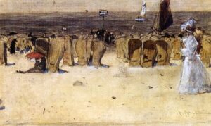 Figures On The Beach Scheveningen by Floris Arntzenius, hand-painted oil painting reproduction