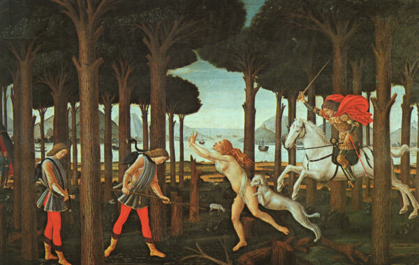The Story of Nastagio degli Onesti First Episode by Sandro Botticelli, hand-painted oil painting reproduction