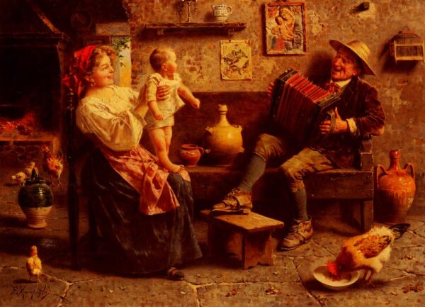 First Steps by Eugenio Zampighi, hand-painted oil painting reproduction