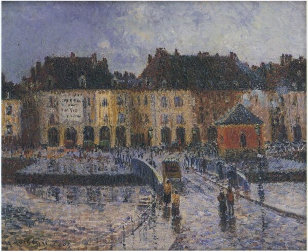 Fish Market at the Port of Dieppe by Gustave Loiseau, hand-painted oil reproduction