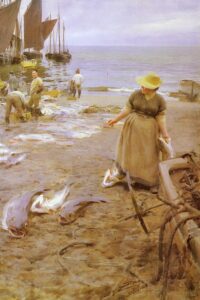 Fish Market in St. Ives by Anders Zorn, hand-painted oil painting reproduction
