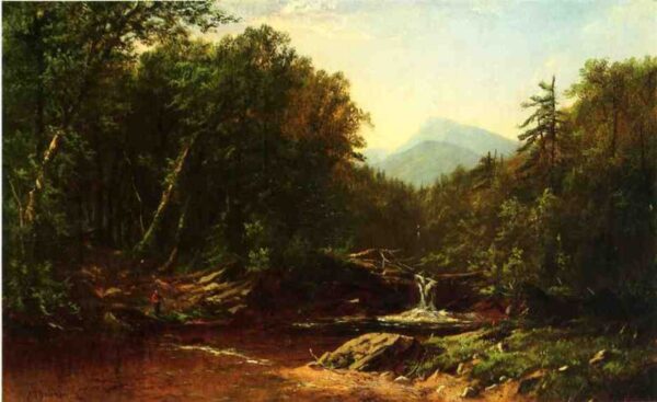 Fisherman by a Mountain Stream by Alfred Thompson Bricher, hand-painted oil painting reproduction
