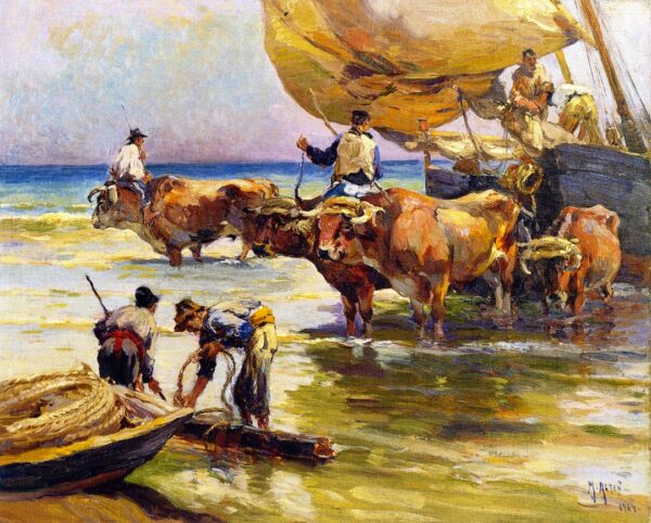 Fishermen by Mathias J Alten, hand-painted oil painting reproduction