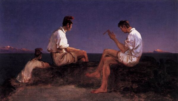 Fishermen at the Gulf of Naples by Karl Blechen, hand-painted oil painting reproduction