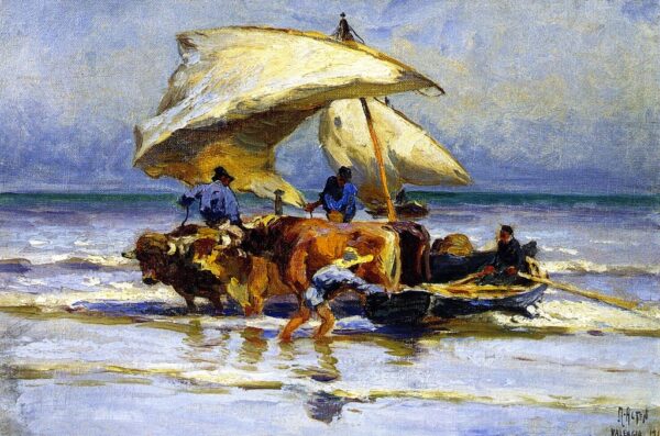 Fishing Boats by Mathias J Alten, hand-painted oil painting reproduction