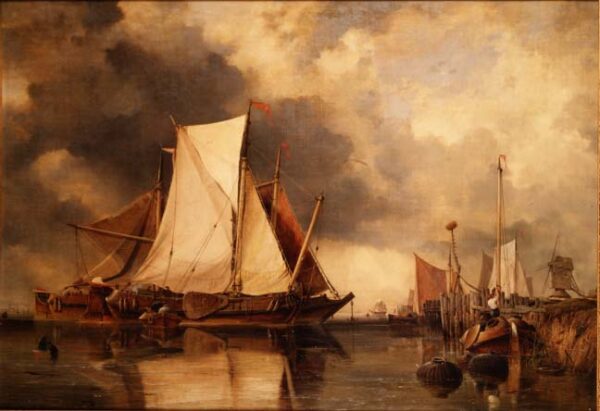 Fishing Boats Aground on the Scheldt by Edward William Cooke, hand-painted oil painting reproduction
