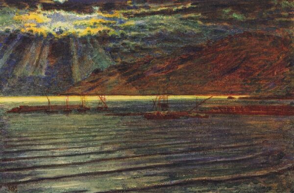 Fishing Boats by Moonlight by William Holman Hunt, hand-painted oil painting reproduction