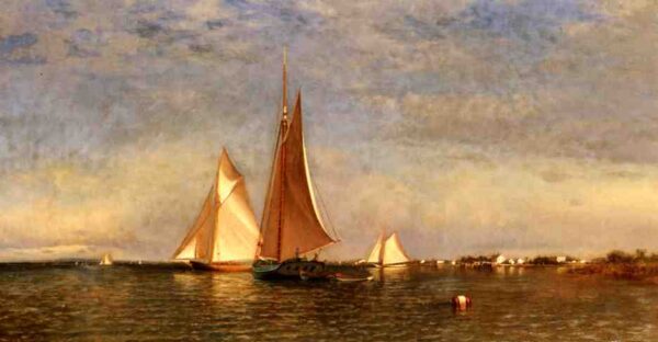 Fishing Boats on Jamaica Bay by Francis Silva, hand-painted oil painting reproduction