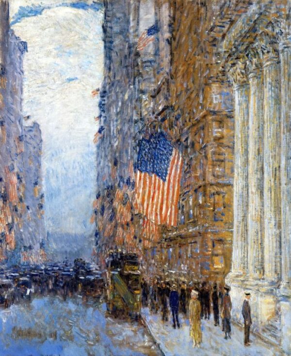 Flags on the Waldorf by Frederick Childe Hassam, hand-painted oil painting reproduction