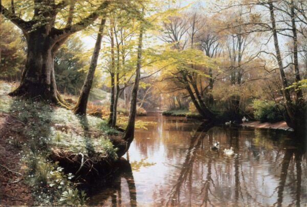 Flodlandskab by Peder Mørk Mønsted, hand-painted oil painting reproduction
