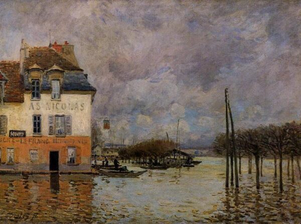 Flood at Port-Marly V by Alfred Sisley, hand-painted oil painting reproduction