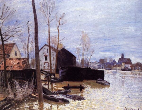 Flooding at Moret by Alfred Sisley, hand-painted oil painting reproduction