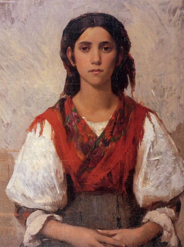 Florentine Flower Girl by Frank Duveneck, hand-painted oil painting reproduction