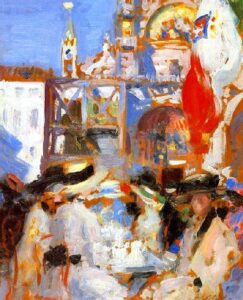 Florians Cafe Venice by Francis Cadell, hand-painted oil painting reproduction