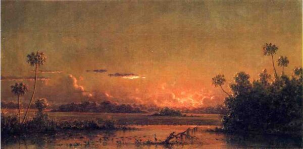 Florida Sunset with Waterfowl by Martin Johnson Heade, hand-painted oil painting reproduction