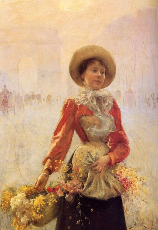 Flower Girl by Julius LeBlanc Stewart, hand-painted oil painting reproduction
