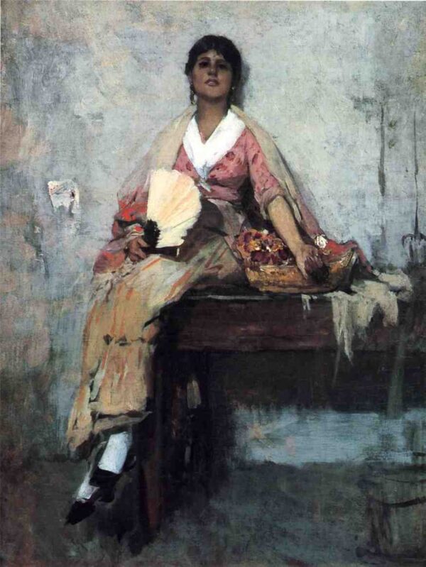 Flower Girl by Frank Duveneck, hand-painted oil painting reproduction