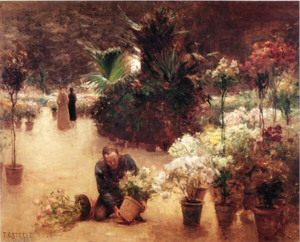 Flower Mart by Theodore Clement Steele, hand-painted oil painting reproduction