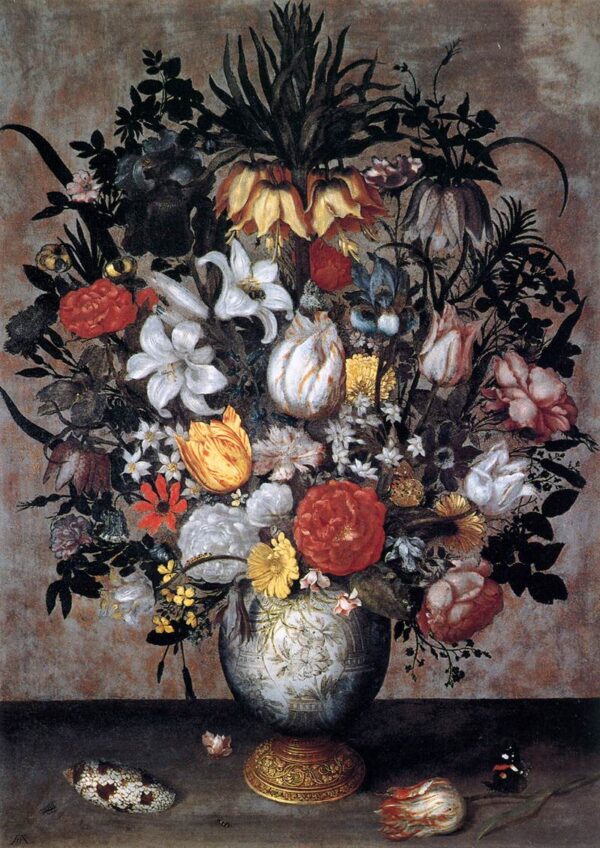 Flowers in a Chinese Vase by Ambrosius Bosschaert the Elder, hand-painted oil painting reproduction