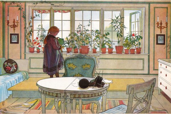 Flowers on the Windowsill by Carl Larsson, hand-painted oil painting reproduction