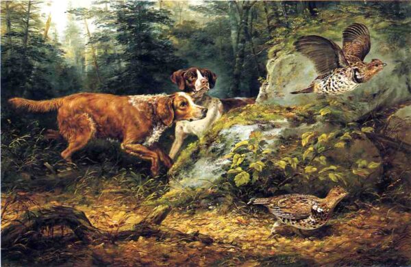 Flushed – Ruffed Grouse Shooting by Arthur Fitzwilliam Tait, hand-painted oil painting reproduction
