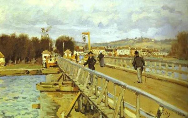 Footbridge at Argentueil by Alfred Sisley, hand-painted oil painting reproduction