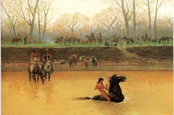 Fording the Stream by Henry Farny, hand-painted oil painting reproduction