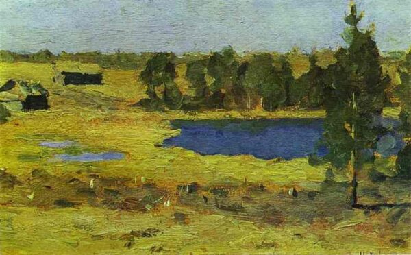 The Lake, Barns At The Edge Of A Forest by Isaac Levitan, hand-painted oil painting reproduction