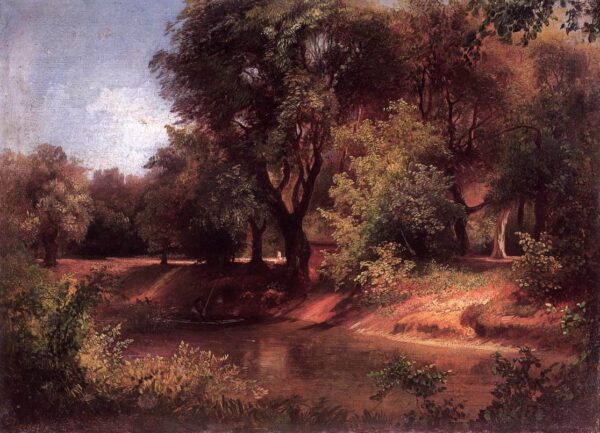 Forest Scene with River by Sándor Brodszky, hand-painted oil painting reproduction