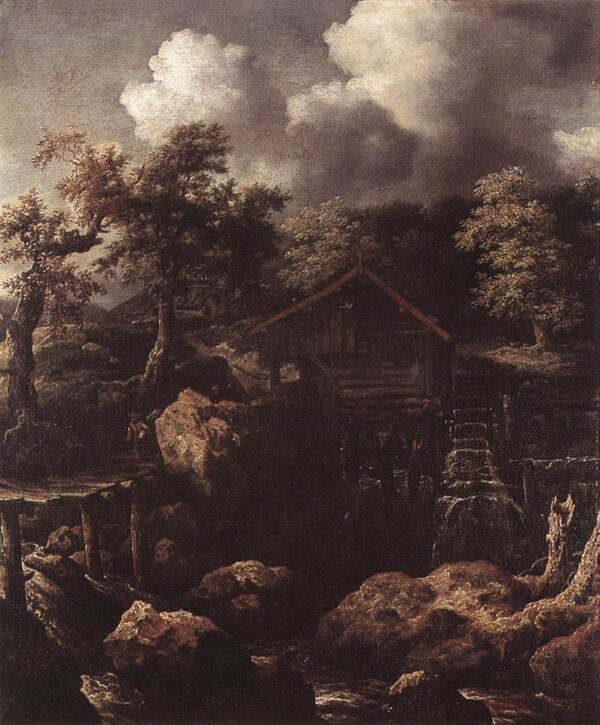 Forest Scene with Water-Mill by Allaert van Everdingen, hand-painted oil painting reproduction
